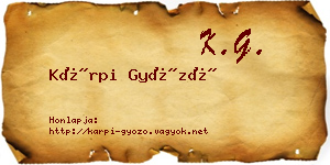 Kárpi Győző névjegykártya